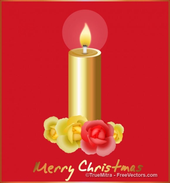 Christmas golden Holiday candle greeting card about Christmas decoration Opinions